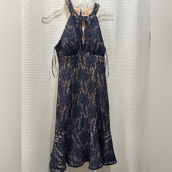 Night Way Collections Navy Lace Midi Dress - Picture 3 of 4